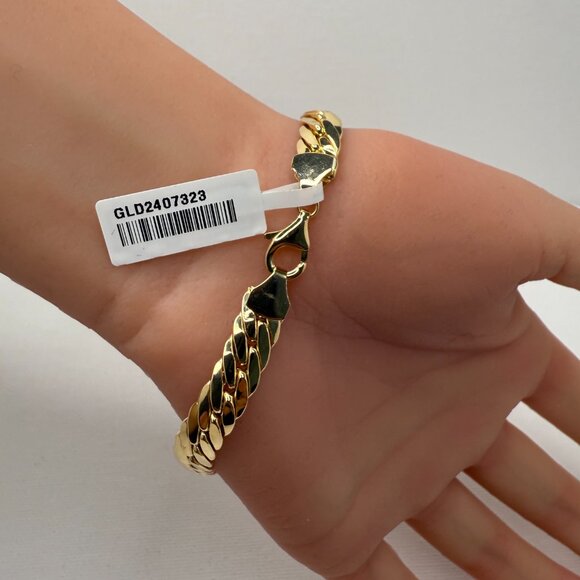 18K Genuine Gold Cobra Chain Bracelet 8" (7.7mm) - Picture 4 of 10